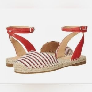 Joie Espadrille Flat Sandals - Red and Blue Stripes